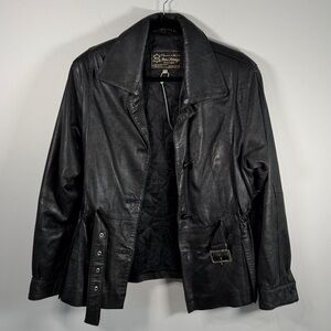 Vintage Leather Black Leather Size Medium with Belt